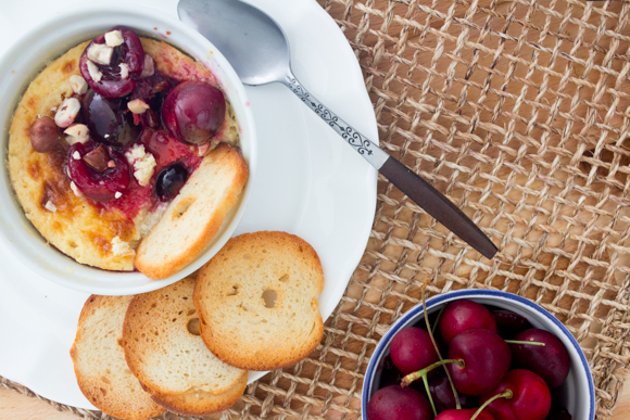 baked ricotta with cherry compote