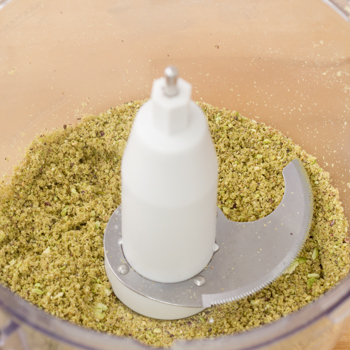 Ground nuts pulsed in a food processor.