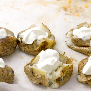 baked potatoes with sour cream.