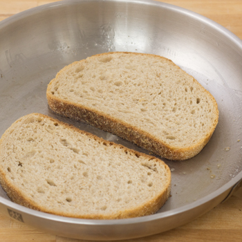 toasting bread in pan