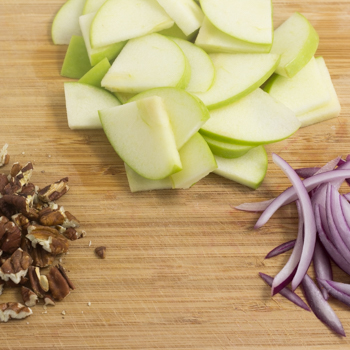 apples, pecan, and red onion