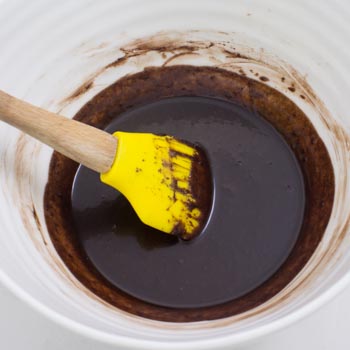 mixing cocoa and wet ingredients 