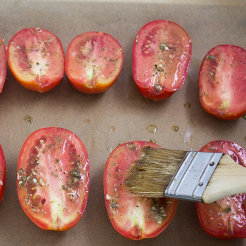 brushing the tomatoes